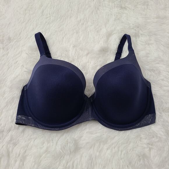 Victoria's Secret Womens Sz 36DD Navy Blue Lined Demi Bra Metallic Accents - Picture 1 of 8